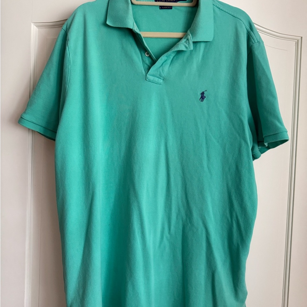 Ralph Lauren Men’s Polo Shirt - Aqua with Navy Logo